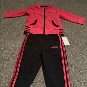 adidas Pink and Black Girls' 2-Piece Track Set Jacket & Pants